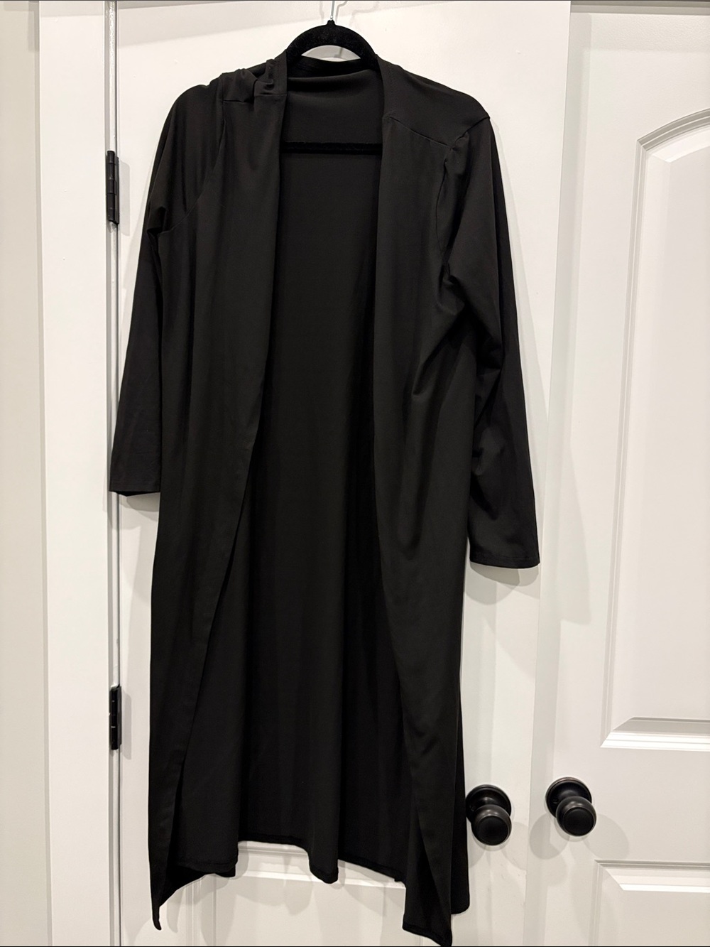 Black Open-Front Women's Long Cardigan Sweater